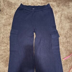 Pink Rose Navy Wide-Leg Pants